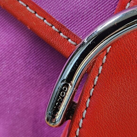 Vintage Coach Hampton Purple & Orange Handbag Tote Purse - Picture 3 of 15